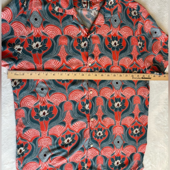 Cactus Man Ricky Singh Denim Flower Floral Pattern Shirt Size L Short Sleeve - Picture 5 of 11